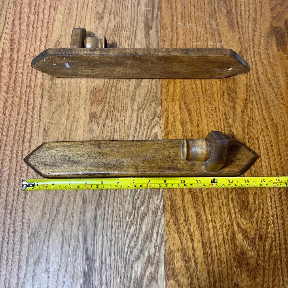 Vintage Wood Wall Candle Sconces Pair Primitive Country Farmhouse Candle Holders
